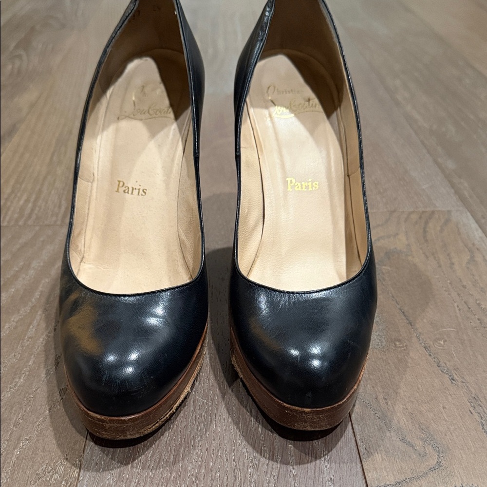 Christian Louboutin Simple Pump – Wood Platform Edition (Black Leather)